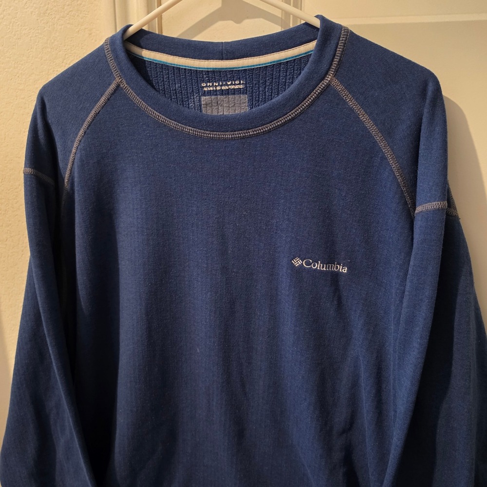 Columbia Omni-Wick Mens Blue Long Sleeve Crewneck Performance Shirt XL